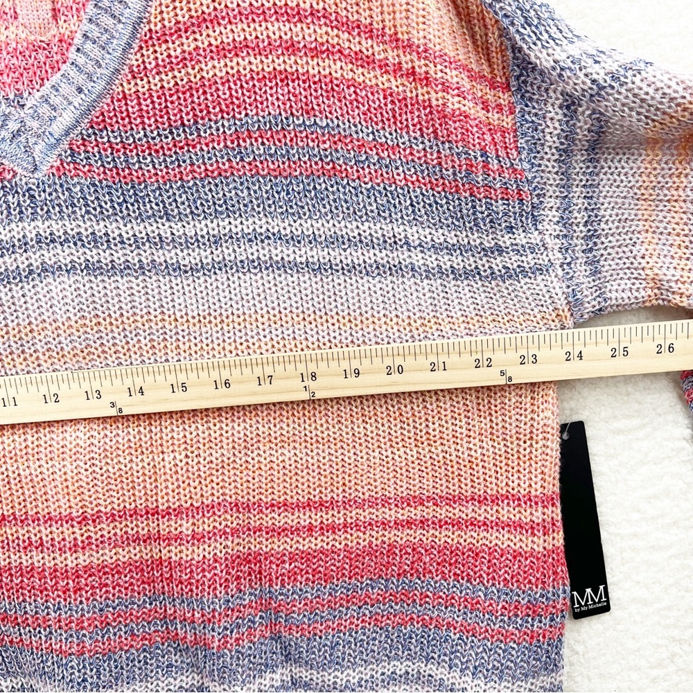 MM by My Michelle Multicolor V neck Lightweight Crisscrossed Back Sweater 2XL - Picture 9 of 10